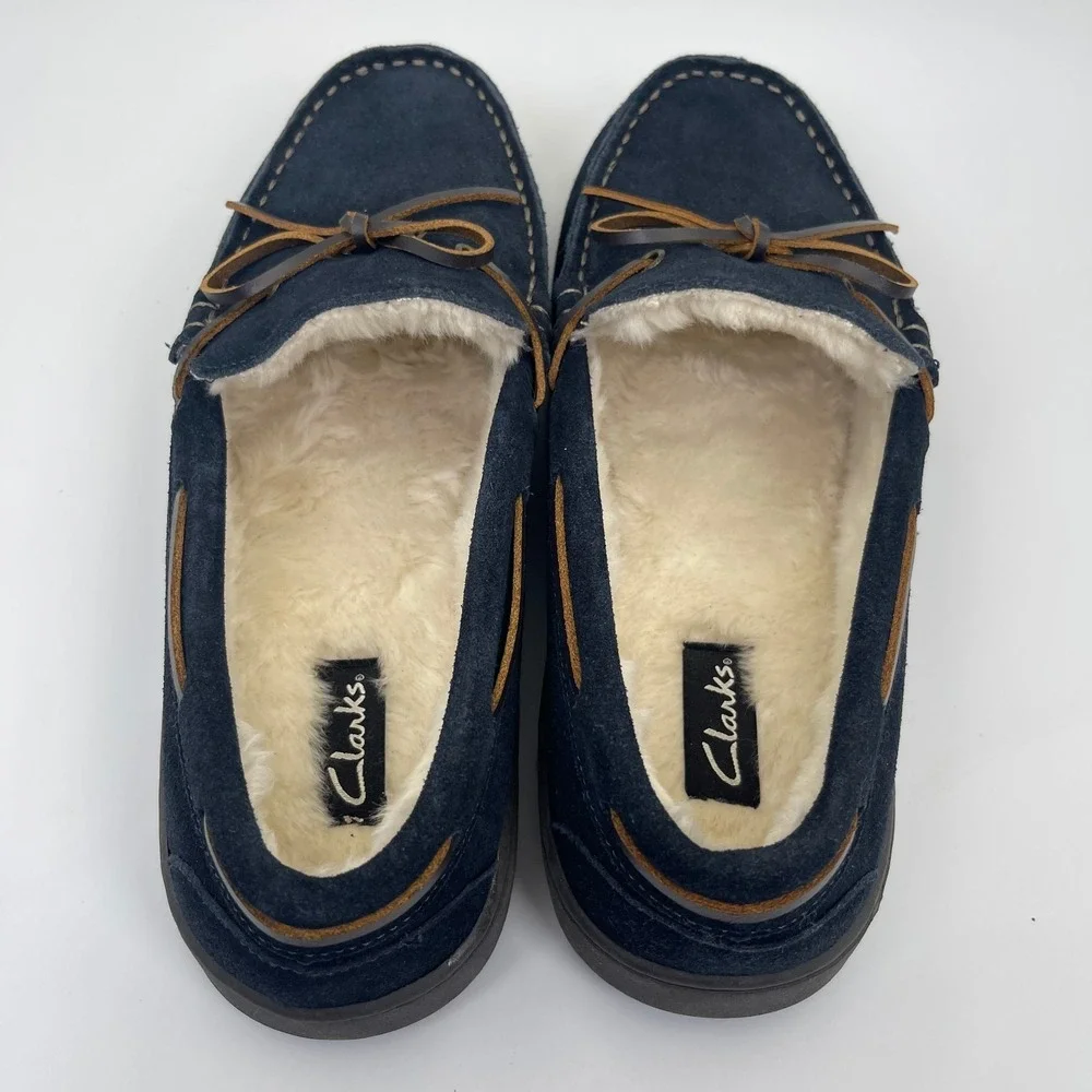 Clarks Kohen Walk Leather Moccasin Slippers Shoes Men's Size 12 M Blue 26139021
